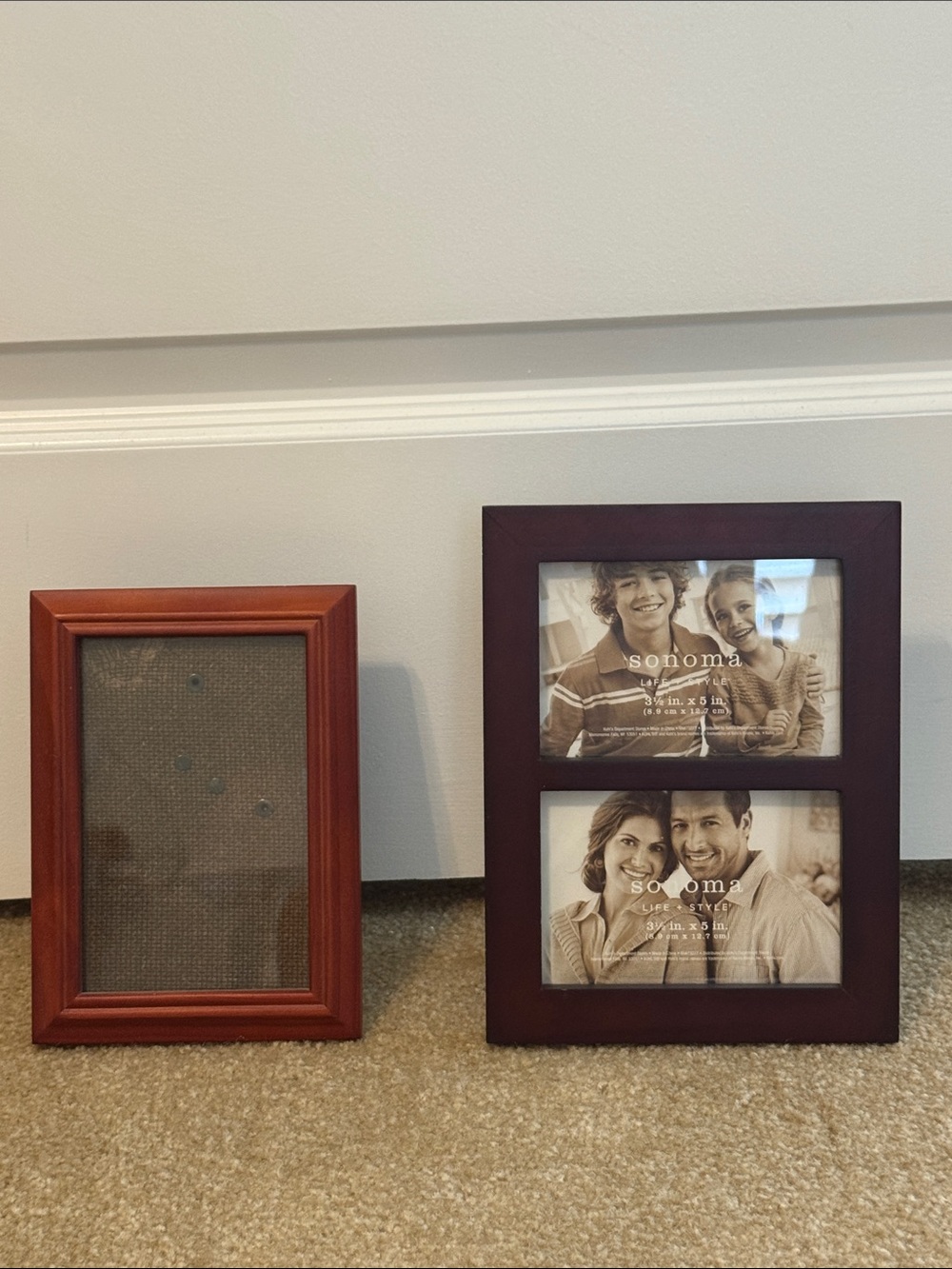 Two wood photo frames